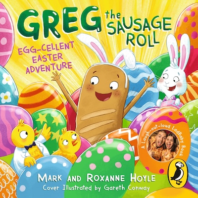 Greg the Sausage Roll: Egg-cellent Easter Adventure – omslag til lydbogen af Roxanne Hoyle, Mark Hoyle