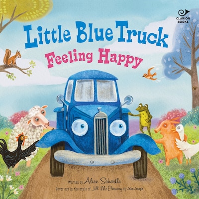 Little Blue Truck Feeling Happy – omslag til lydbogen af Alice Schertle