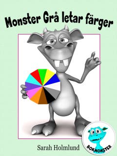 Monster Grå letar färger – omslag till ljudboken av Sarah Holmlund
