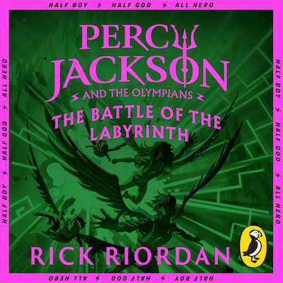 Percy Jackson and the Battle of the Labyrinth (Book 4) – omslag til lydbogen af Rick Riordan