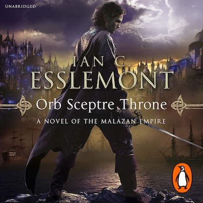 Orb Sceptre Throne – omslag til lydbogen af Ian C Esslemont