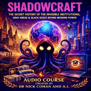 Shadowcraft: The Secret History of the Invisible Institutions, Gray Areas & Black Boxes Behind Modern Power – omslag till ljudboken av A.I., Dr. Nick Coman