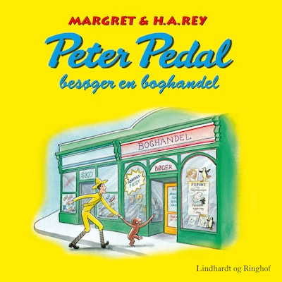 Peter Pedal besøger en boghandel – omslag til lydbogen af H.A. Rey, Margret Rey, H. A. Rey