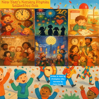 New Year's Nursery Rhymes - Collection One – omslag til lydbogen af AI Voice Christopher Allen