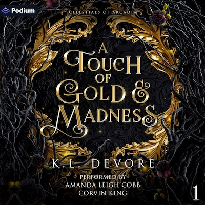 A Touch of Gold and Madness – omslag til lydbogen af K.L. DeVore
