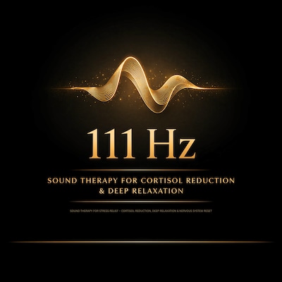 111 Hz - Sound Therapy for Cortisol Reduction & Deep Relaxation – omslag til lydbogen af THE SOUND HEALING FOUNDATION, Lara Hayes