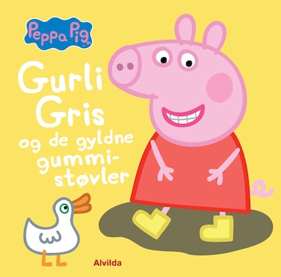 Gurli Gris og de gyldne gummistøvler – omslag til lydbogen af Gurli Gris