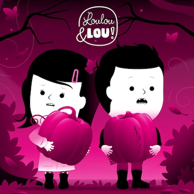 Halloween met de pompeltjes – omslag van het luisterboek van Loulou en Lou
