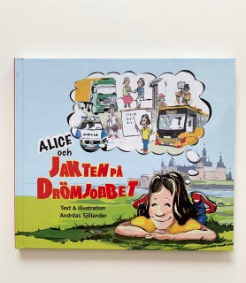Alice och jakten på drömjobbet – omslag till ljudboken av Andréas Sjölander