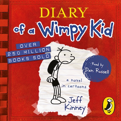 Diary of a Wimpy Kid (Book 1) – omslag til lydbogen af Jeff Kinney